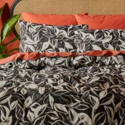 Sketched Leaf 144 Thread Count Reversible Cotton Duvet Cover & Pillowcase Set -Bedding Store 30929339 alt06