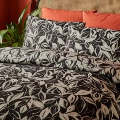 Sketched Leaf 144 Thread Count Reversible Cotton Duvet Cover & Pillowcase Set -Bedding Store 30929339 alt07