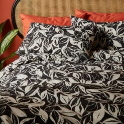 Sketched Leaf 144 Thread Count Reversible Cotton Duvet Cover & Pillowcase Set -Bedding Store 30929339 alt08