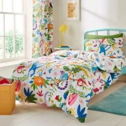 Bright Animals 100% Cotton Reversible Duvet Cover And Pillowcase Set -Bedding Store 30937754