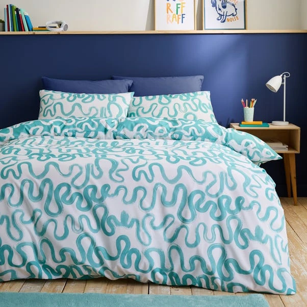 Aqua Doodle Reversible Duvet Cover And Pillowcase Set 8 Aqua Doodle Reversible Duvet Cover And Pillowcase Set - Image 6