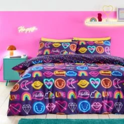 Neon Reversible Duvet Cover And Pillowcase Set -Bedding Store 30945348