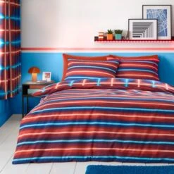 Red & Blue Neon Checks Reversible Duvet Cover And Pillowcase Set -Bedding Store 30945394 alt02