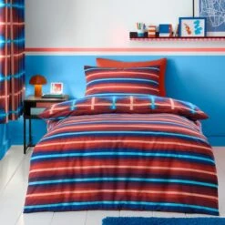 Red & Blue Neon Checks Reversible Duvet Cover And Pillowcase Set -Bedding Store 30945413 alt02