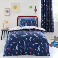 Space 100% Cotton Reversible Duvet Cover And Pillowcase Set 19 Space 100% Cotton Reversible Duvet Cover And Pillowcase Set -Bedding Store 30945423