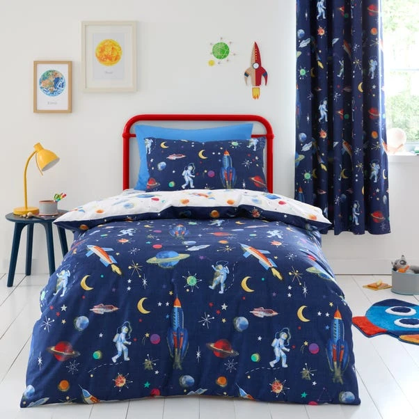 Space 100% Cotton Reversible Duvet Cover And Pillowcase Set 8 Space 100% Cotton Reversible Duvet Cover And Pillowcase Set - Image 7