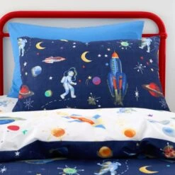 Space 100% Cotton Reversible Duvet Cover And Pillowcase Set 20 Space 100% Cotton Reversible Duvet Cover And Pillowcase Set -Bedding Store 30945423 alt01