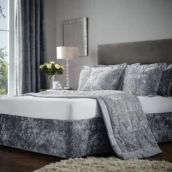 Catherine Lansfield Crushed Velvet Divan Base Bed Wrap -Bedding Store 30956817