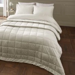Catherine Lansfield Kingsley Matt Velvet Quilted Bedspread -Bedding Store 30962934