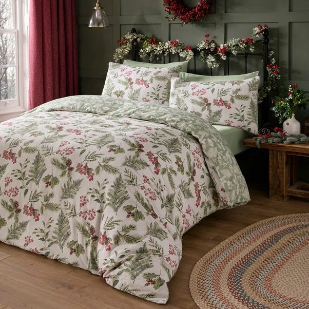 Winter Sprigs 100% Cotton Duvet Cover & Pillowcase Set 8 Winter Sprigs 100% Cotton Duvet Cover & Pillowcase Set - Image 6