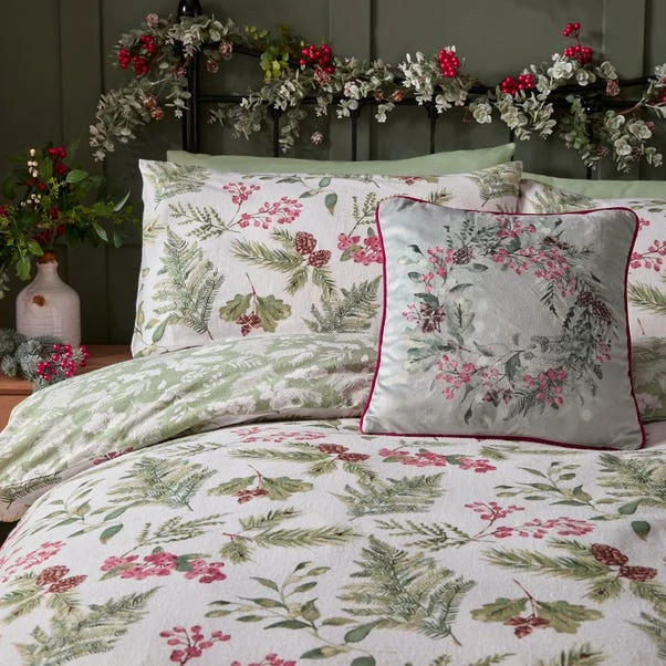Winter Sprigs 100% Cotton Duvet Cover & Pillowcase Set 9 Winter Sprigs 100% Cotton Duvet Cover & Pillowcase Set - Image 7