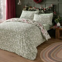 Winter Sprigs 100% Cotton Duvet Cover & Pillowcase Set 19 Winter Sprigs 100% Cotton Duvet Cover & Pillowcase Set -Bedding Store 30964090 alt03