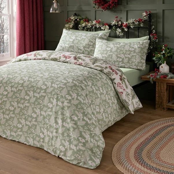 Winter Sprigs 100% Cotton Duvet Cover & Pillowcase Set 10 Winter Sprigs 100% Cotton Duvet Cover & Pillowcase Set - Image 8