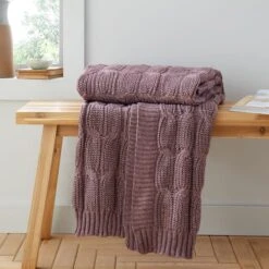 Chunky Marl Knit Throw 130cm X 170cm -Bedding Store 30966056