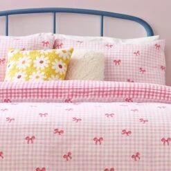 Riviera Gingham Bows Reversible Duvet Cover And Pillowcase Set -Bedding Store 30972727 alt02