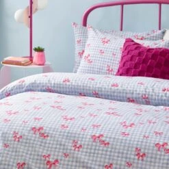 Riviera Gingham Bows Reversible Duvet Cover And Pillowcase Set -Bedding Store 30972771 alt01