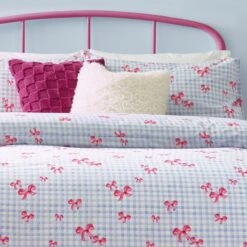 Riviera Gingham Bows Reversible Duvet Cover And Pillowcase Set -Bedding Store 30972784 alt02