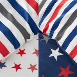 Catherine Lansfield Set Of 2 Stripes And Stars Duvet Cover & Pillowcase Sets -Bedding Store 30977454 alt04