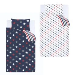 Catherine Lansfield Set Of 2 Stripes And Stars Duvet Cover & Pillowcase Sets -Bedding Store 30977454 alt05