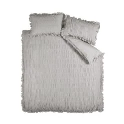 Catherine Lansfield Seersucker Frill Duvet Cover & Pillowcase Set -Bedding Store 30983277 alt04